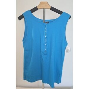 Havenbleu Women's Ribbed Blue Tank Top Rhinestone NWT New With Tags Size XL -395